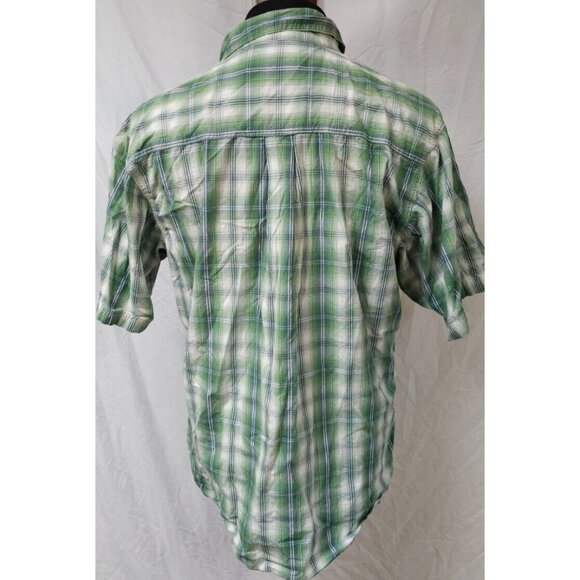 Wrangler Rugged Wear Mens XL Green Plaid Short Sleeve Button Up Work Shirt - Picture 7 of 11